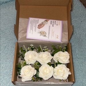 Meldel Ivory Rose Boutonnières Set of 6 *NEW*